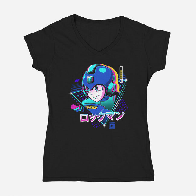 LoFi Blue Bomber-womens v-neck tee-vp021