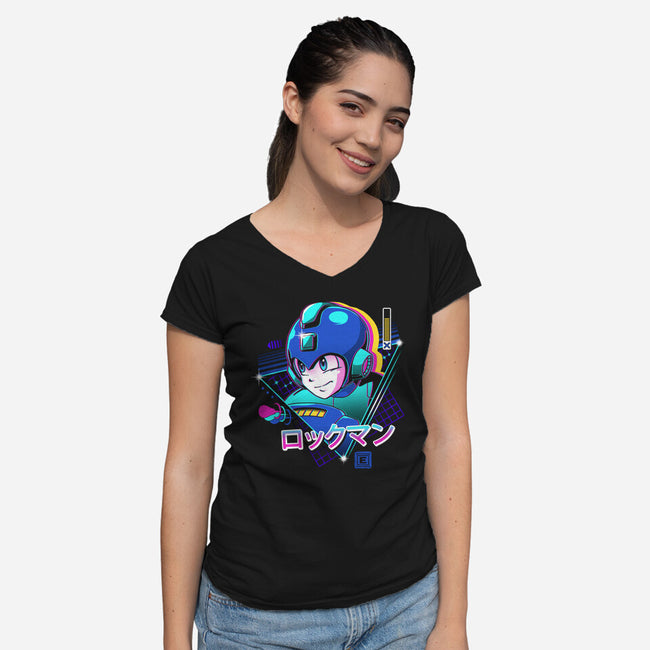 LoFi Blue Bomber-womens v-neck tee-vp021
