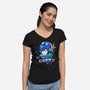 LoFi Blue Bomber-womens v-neck tee-vp021