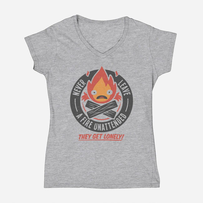 Lonely Fire Demon-womens v-neck tee-adho1982