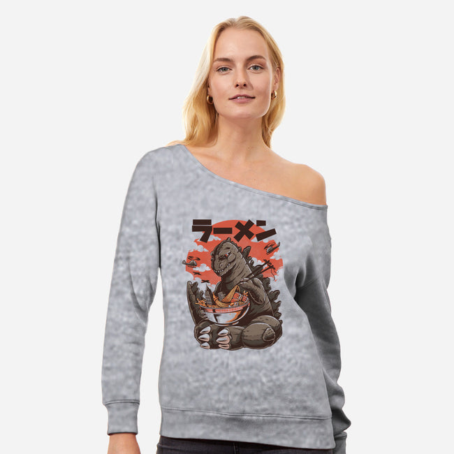 Kaiju Ramen-womens off shoulder sweatshirt-ilustrata