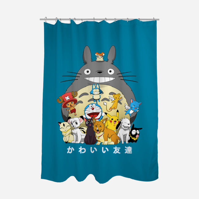 Kawaii Friends-none polyester shower curtain-batang 9tees