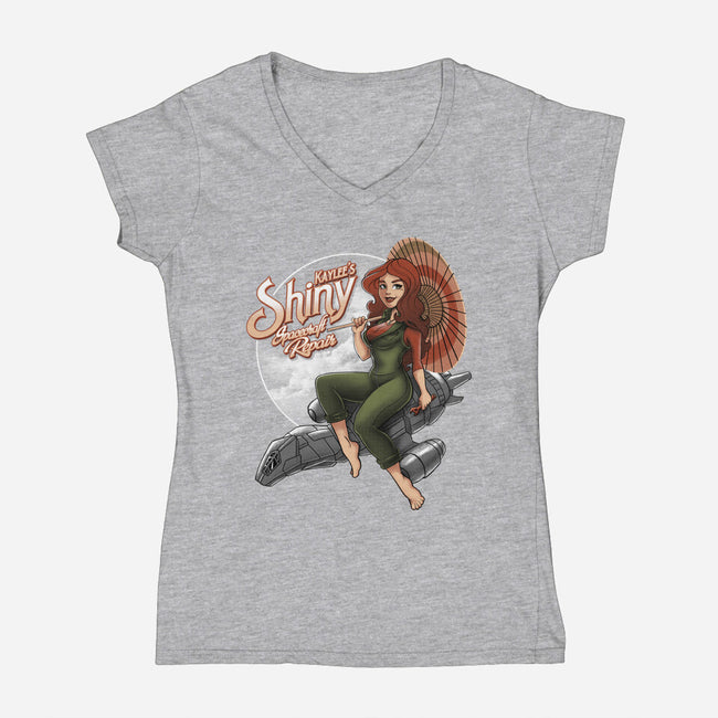 Kaylee's Spacecraft Repair-womens v-neck tee-Bamboota