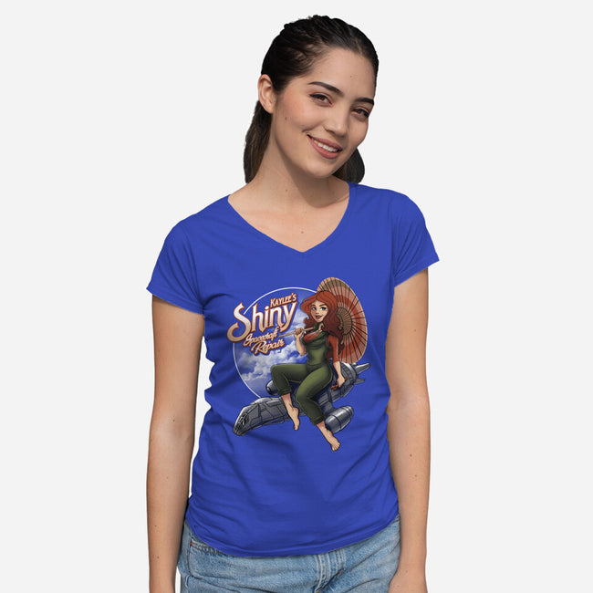 Kaylee's Spacecraft Repair-womens v-neck tee-Bamboota
