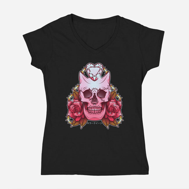 Killer Queen of Diamonds-womens v-neck tee-AutoSave