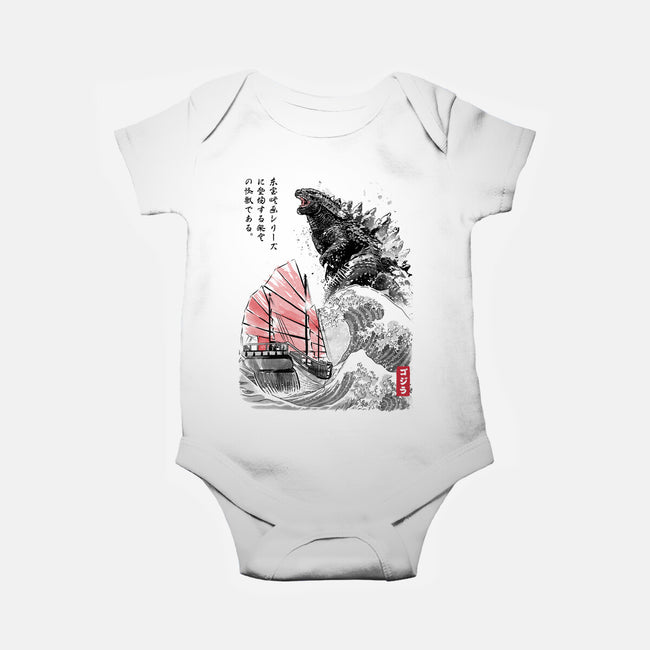 King Kaiju Sumi-e-baby basic onesie-DrMonekers