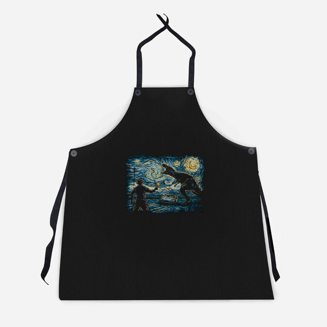 Jurassic Night-unisex kitchen apron-Hootbrush