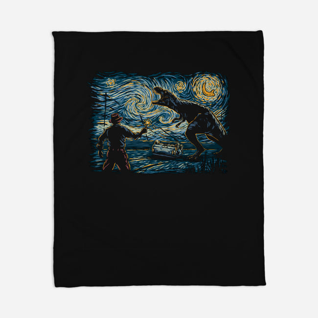 Jurassic Night-none fleece blanket-Hootbrush