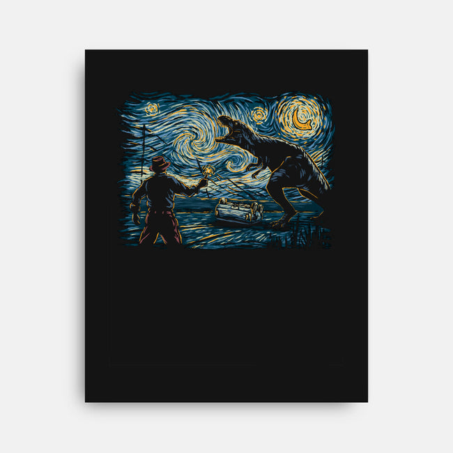 Jurassic Night-none stretched canvas-Hootbrush