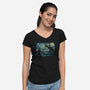 Jurassic Night-womens v-neck tee-Hootbrush