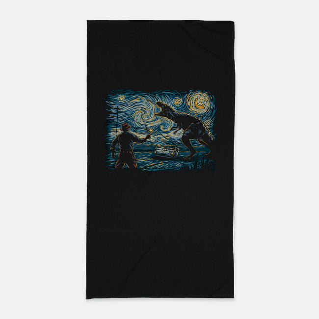 Jurassic Night-none beach towel-Hootbrush