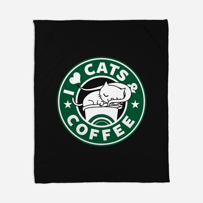 I Love Cats and Coffee-none fleece blanket-Boggs Nicolas