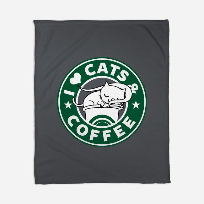 I Love Cats and Coffee-none fleece blanket-Boggs Nicolas