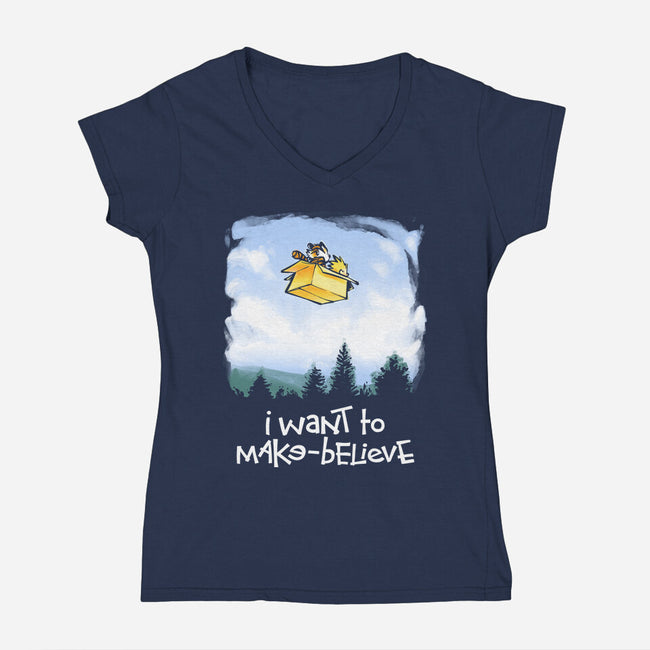 I Want To Make-Believe-womens v-neck tee-harebrained