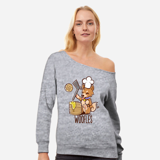 I'm Making Woofles-womens off shoulder sweatshirt-TechraNova