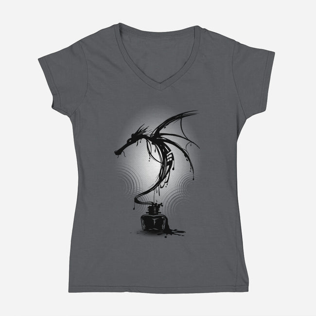 Ink Dragon-womens v-neck tee-alnavasord