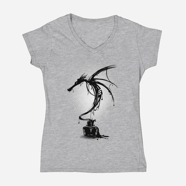 Ink Dragon-womens v-neck tee-alnavasord