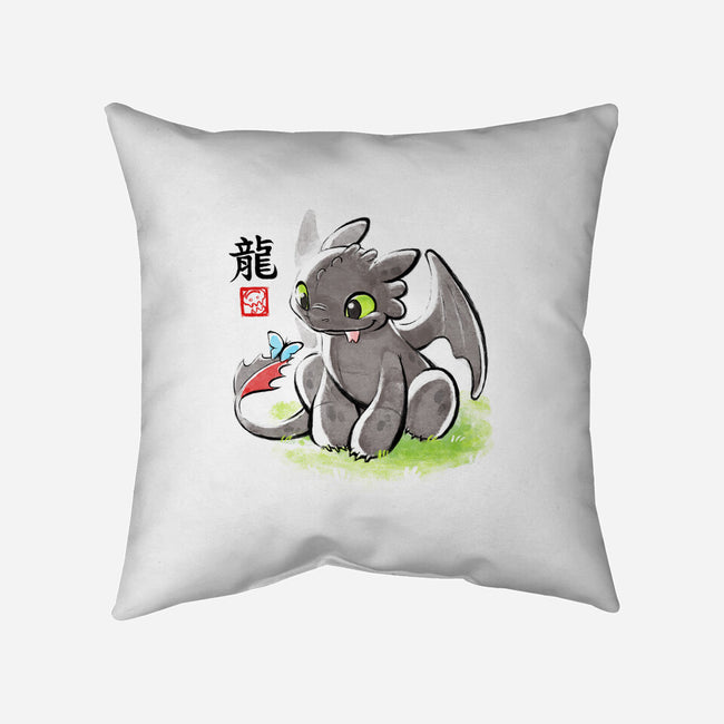 Inked Dragon-none removable cover throw pillow-BlancaVidal
