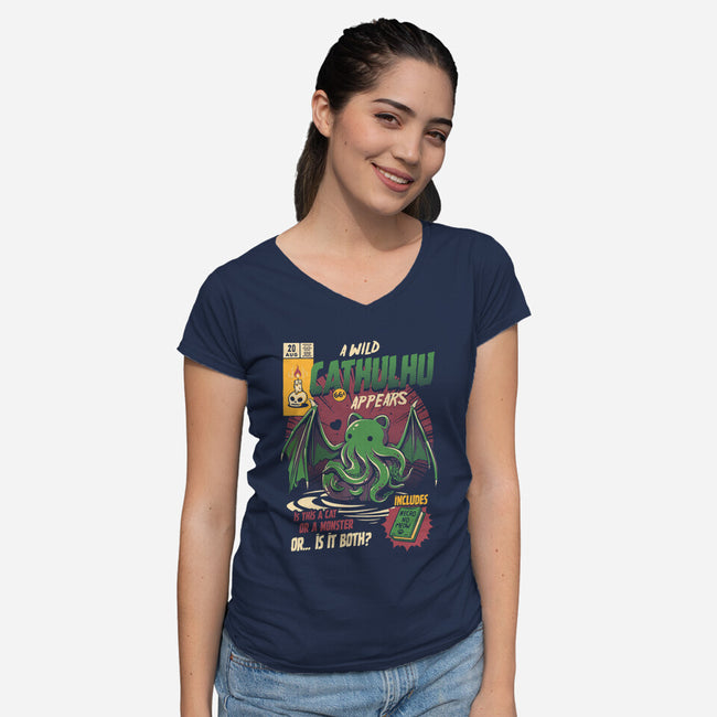 Is It a Cat Or a Monster-womens v-neck tee-ilustrata