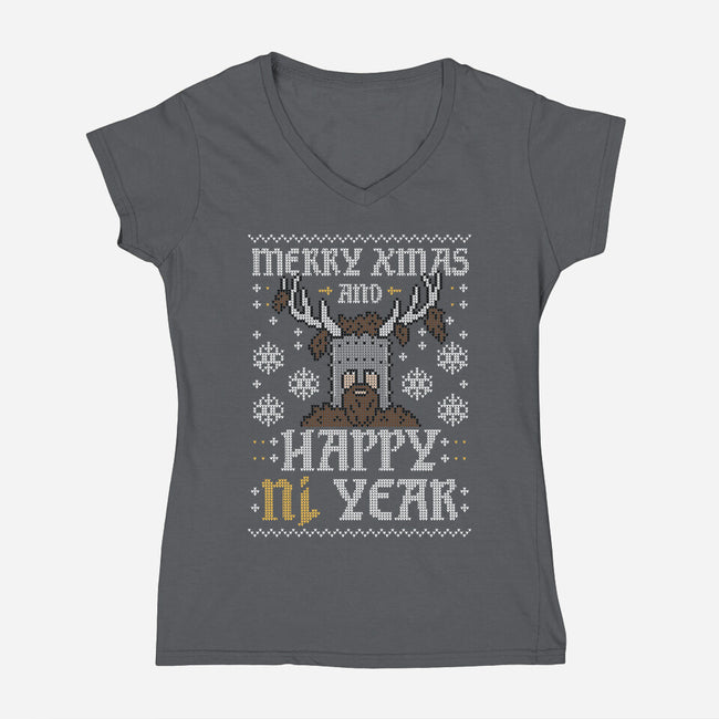 Happy Ni Year!-womens v-neck tee-Raffiti