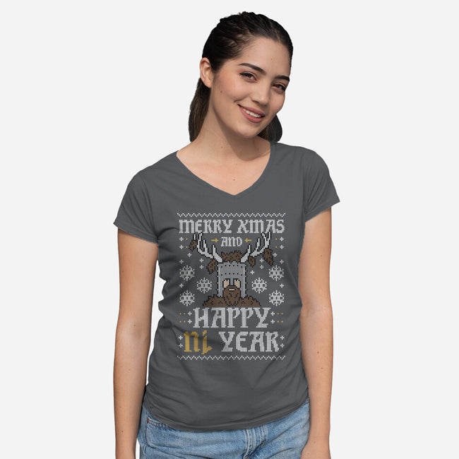 Happy Ni Year!-womens v-neck tee-Raffiti