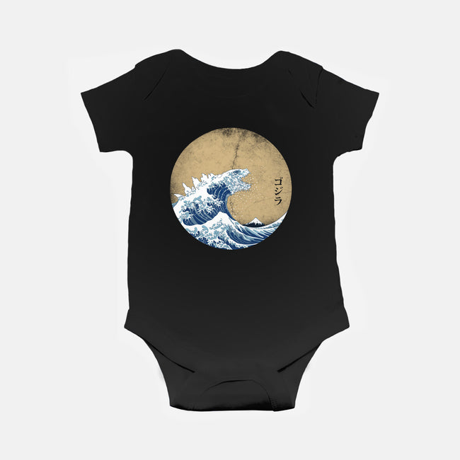 Hokusai Gojira-baby basic onesie-Mdk7