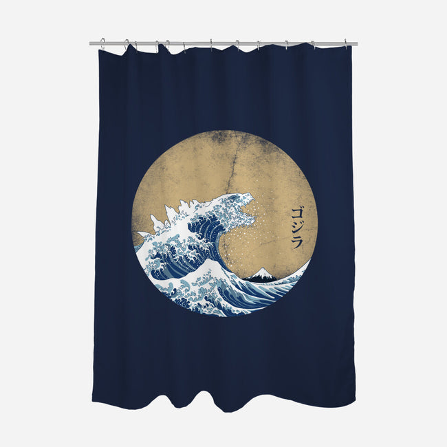 Hokusai Gojira-none polyester shower curtain-Mdk7
