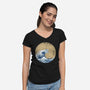 Hokusai Gojira-womens v-neck tee-Mdk7