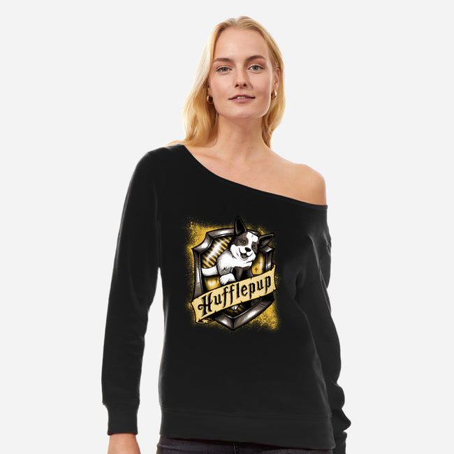 House Hufflepup-womens off shoulder sweatshirt-DauntlessDS