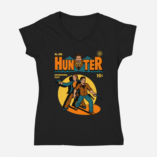 Hunter Comic-womens v-neck tee-harebrained