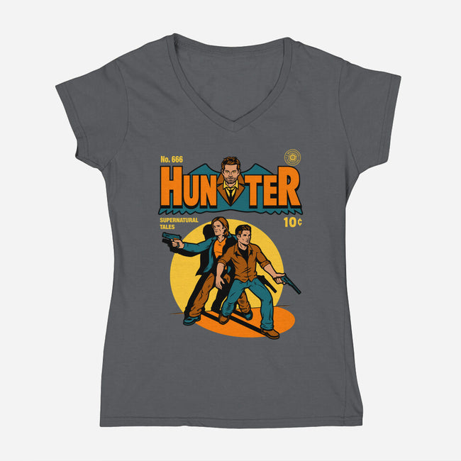 Hunter Comic-womens v-neck tee-harebrained