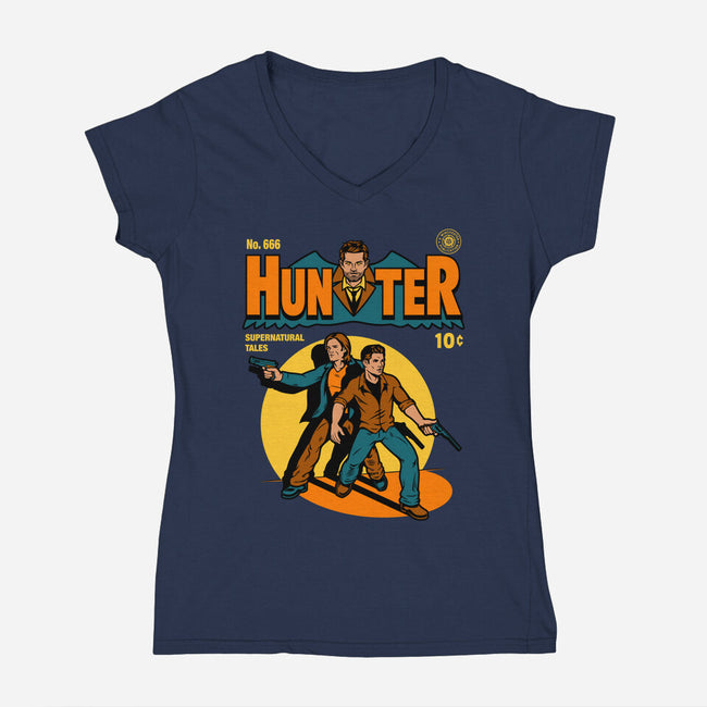 Hunter Comic-womens v-neck tee-harebrained