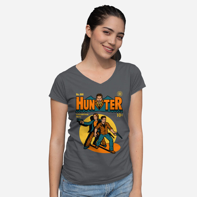 Hunter Comic-womens v-neck tee-harebrained