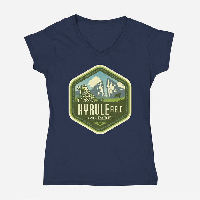Hyrule Field National Park-womens v-neck tee-chocopants