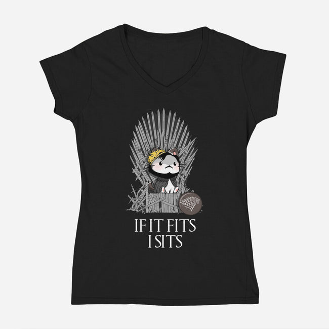 Game of Sits-womens v-neck tee-glassstaff