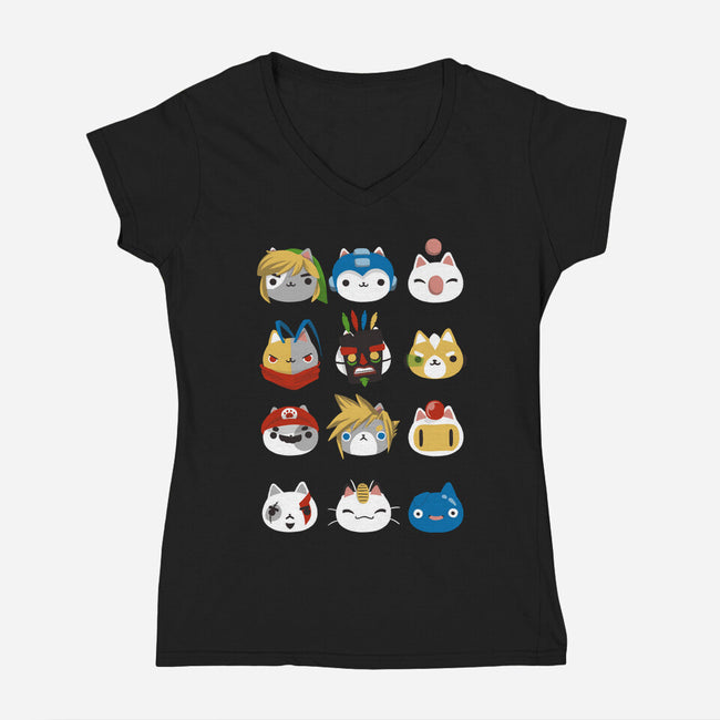 Gamer Cats-womens v-neck tee-BlancaVidal