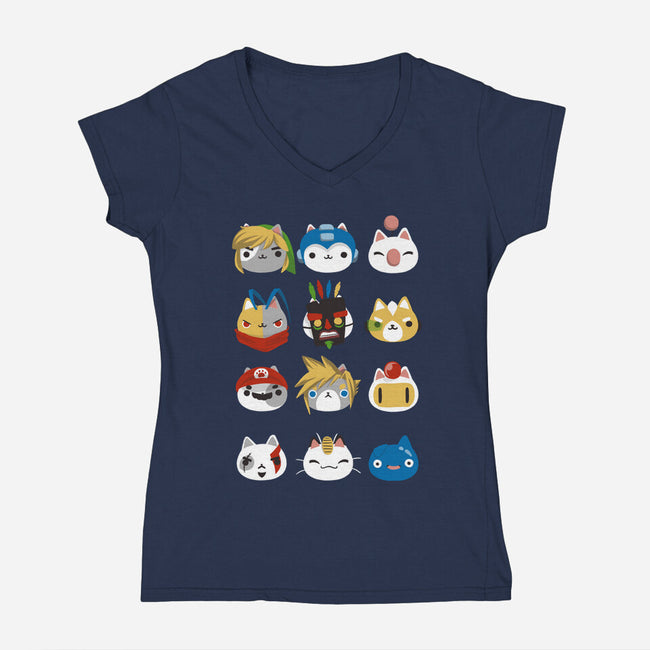 Gamer Cats-womens v-neck tee-BlancaVidal