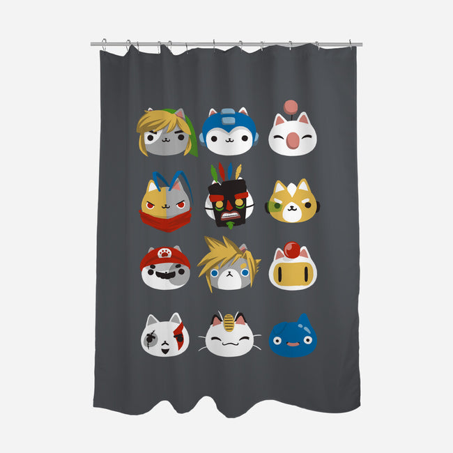 Gamer Cats-none polyester shower curtain-BlancaVidal