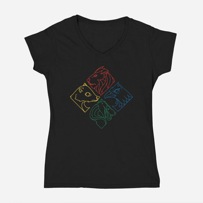 Geometric Houses-womens v-neck tee-theteenosaur