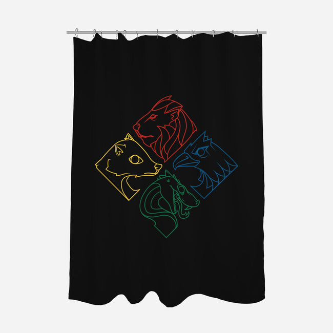 Geometric Houses-none polyester shower curtain-theteenosaur