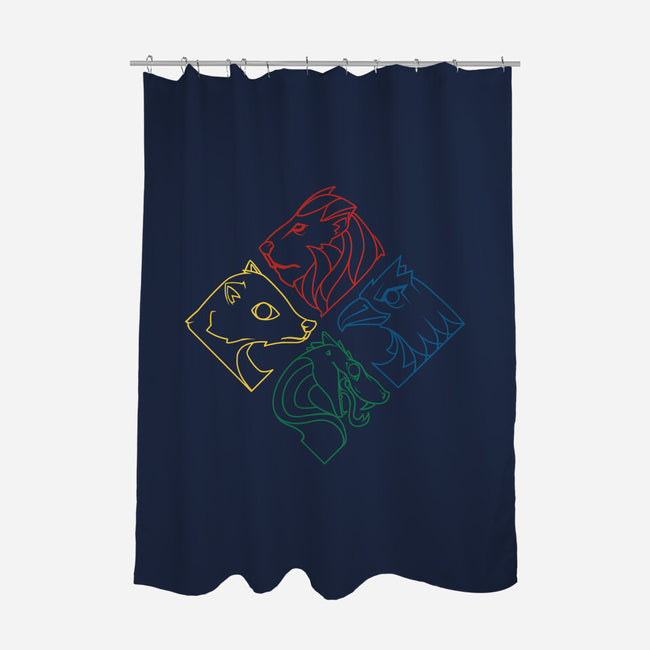 Geometric Houses-none polyester shower curtain-theteenosaur