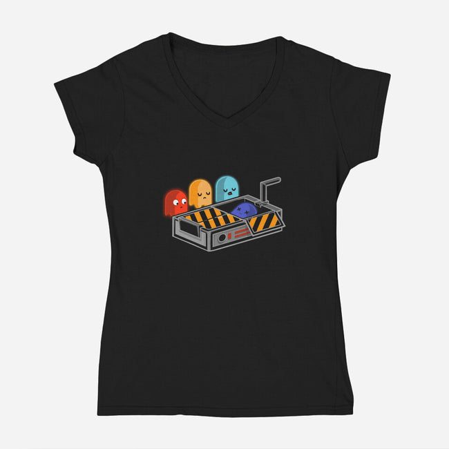 Ghost Busted-womens v-neck tee-Naolito