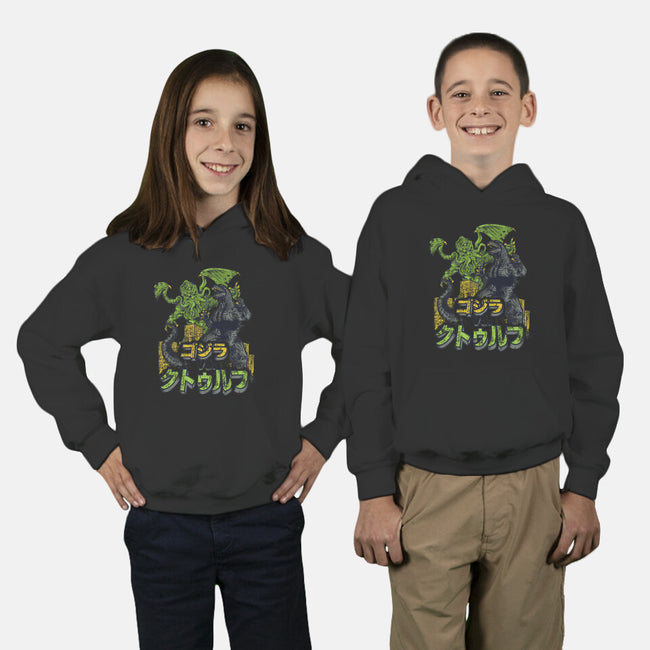 Godzilla vs. Cthulhu-youth pullover sweatshirt-Melee_Ninja