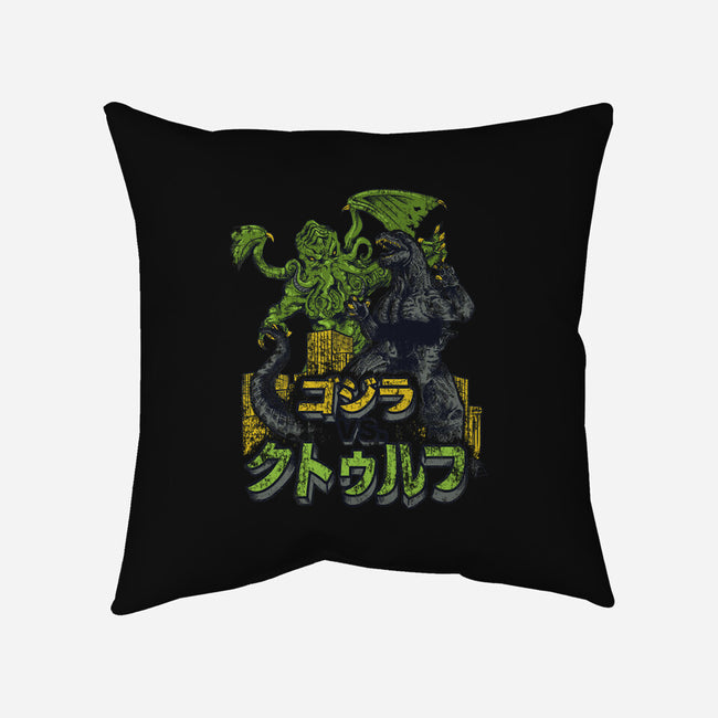 Godzilla vs. Cthulhu-none removable cover throw pillow-Melee_Ninja