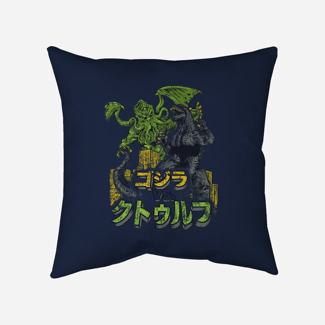 Godzilla vs. Cthulhu-none removable cover throw pillow-Melee_Ninja