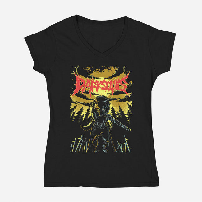 Great Grey Wolf Metal-womens v-neck tee-PeanutGolem