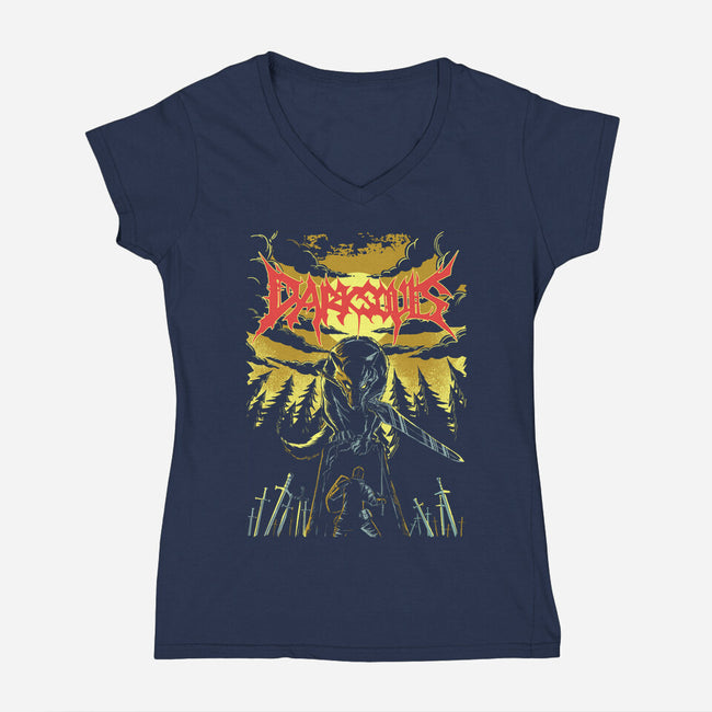 Great Grey Wolf Metal-womens v-neck tee-PeanutGolem