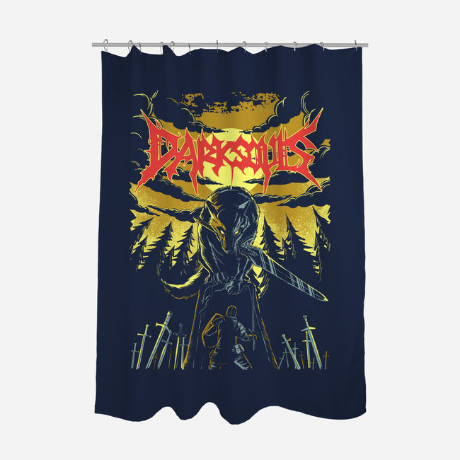 Great Grey Wolf Metal-none polyester shower curtain-PeanutGolem