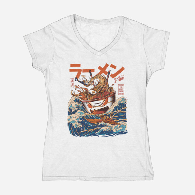 Great Ramen off Kanagawa-womens v-neck tee-ilustrata