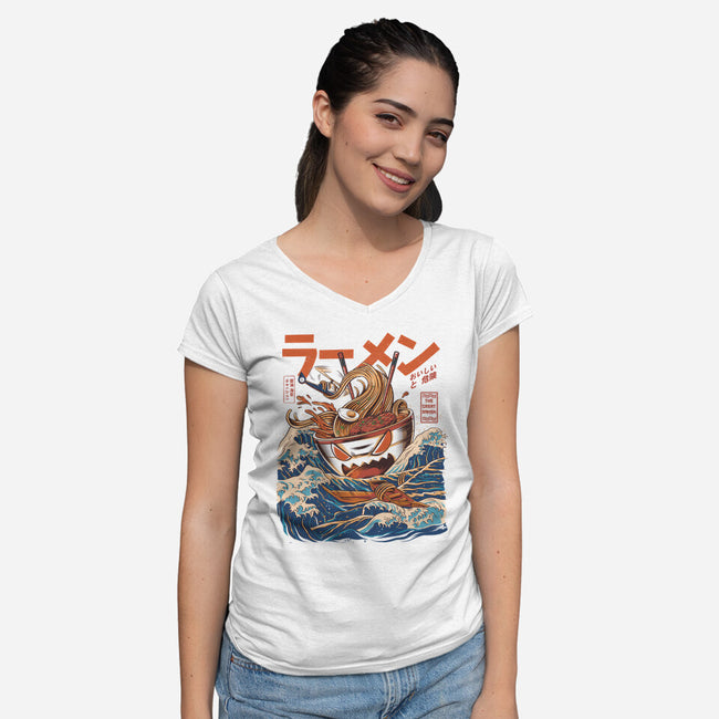 Great Ramen off Kanagawa-womens v-neck tee-ilustrata